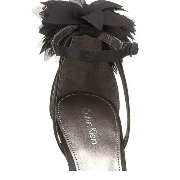 Calvin Klein Olivia Satin Elegant Black Women's Shoe with Floral Detail, Size 10 - Picture 8 of 9